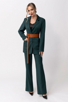 Деловой костюм брюки жакет из текстиля демисезонный Golden Valley 6620 зеленый - фото 1