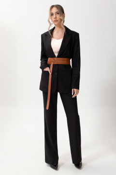 Демисезонный костюм брюки жакет из текстиля на каждый день Golden Valley 6620 черный - фото 1