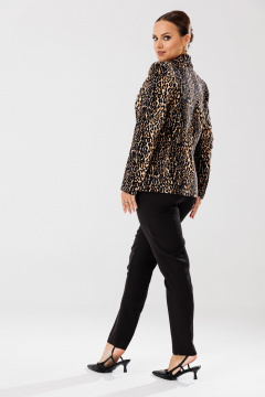 Модный костюм брюки жакет из костюмной ткани с леопардовым принтом Mubliz 209 леопард_черный - фото 3