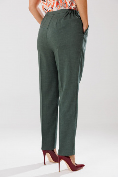 Демисезонный костюм блуза брюки жакет из текстиля с рельефами Mubliz 204 хаки-оранж - фото 4