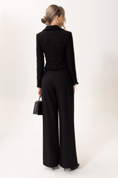 Деловой костюм брюки жакет из текстиля с бахромой и карманами Golden Valley 6610 черный - фото 3