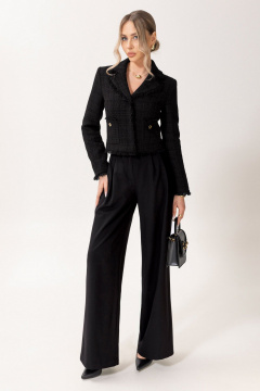 Деловой костюм брюки жакет из текстиля с бахромой и карманами Golden Valley 6610 черный - фото 1