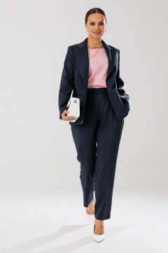 Демисезонный костюм блуза брюки жакет из текстиля с рельефами Mubliz 204 графит-розовый - фото 3