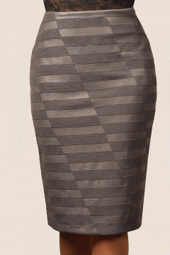 Серая классическая юбка из трикотажа на подкладке Klever 262 2-дымчатый-серый - фото 1