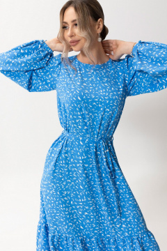 Платье без воротника с нагрудными вытачками и рюшей Golden Valley 44081 голубой - фото 3