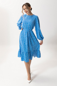 Платье без воротника с нагрудными вытачками и рюшей Golden Valley 44081 голубой - фото 2