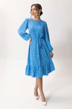 Платье без воротника с нагрудными вытачками и рюшей Golden Valley 44081 голубой - фото 1