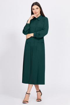 Платье-рубашка макси из текстиля для комфортного образа Bazalini 4929 зеленый - фото 1
