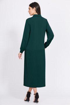 Платье-рубашка макси из текстиля для комфортного образа Bazalini 4929 зеленый - фото 3