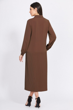 Платье-рубашка макси из текстиля для стильных образов Bazalini 4929 коричневый - фото 3