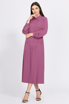 Платье-рубашка макси из текстиля для универсальной носки Bazalini 4929 фиолетовый - фото 1