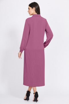 Платье-рубашка макси из текстиля для универсальной носки Bazalini 4929 фиолетовый - фото 3