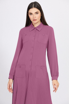 Платье-рубашка макси из текстиля для универсальной носки Bazalini 4929 фиолетовый - фото 2