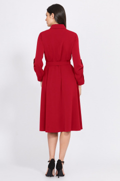 Миди платье из текстиля с поясом и складками Bazalini 4933 красный - фото 3