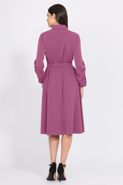 Платье миди с пуговицами и складками на одно плечо Bazalini 4933 фиолетовый - фото 3