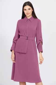 Платье миди с пуговицами и складками на одно плечо Bazalini 4933 фиолетовый - фото 2