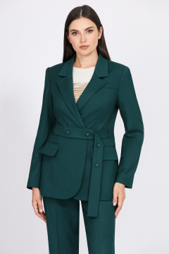 Двубортный жакет прямого силуэта с лацканами и отложным воротником Bazalini 4945 зеленый - фото 1