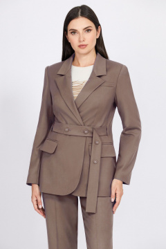 Двубортный жакет прямого кроя с классическими деталями Bazalini 4945 коричневый - фото 2