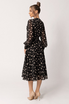 Платье с поясом и рукавами с манжетами для каждодневного стиля Golden Valley 4894-1 черный - фото 3