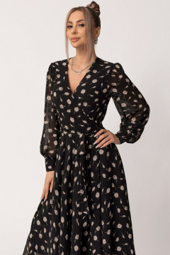 Платье с поясом и рукавами с манжетами для каждодневного стиля Golden Valley 4894-1 черный - фото 2