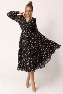 Платье с поясом и рукавами с манжетами для каждодневного стиля Golden Valley 4894-1 черный - фото 1