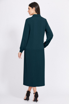 Миди платье с складками и рубашечным воротником Bazalini 4929 темно_бирюзовый - фото 3