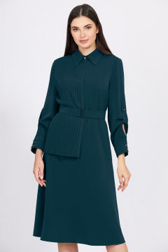 Струящееся платье X-силуэта из ткани Bazalini 4933 темно_бирюзовый - фото 2