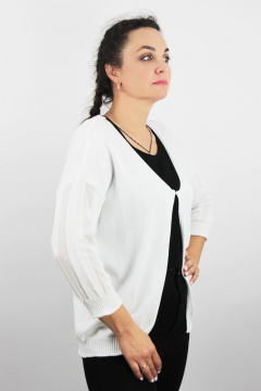 Жакет 2-ка из трикотажа и льна с рубашечным рукавом 7/8 Полесье С2689-18 8С0622-Д43 158,164 отбеленный - фото 2