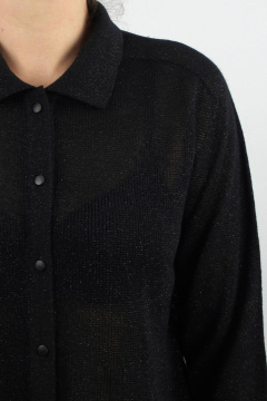 Жакет из вязаного трикотажа черного цвета для повседневных образов Полесье С2811-23 4С0724-Д43 158,164 черный+черный - фото 3