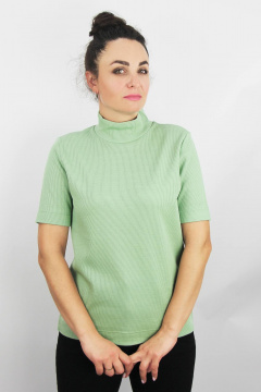 Демисезонный женский свитер вязаный короткий рукав Полесье С3742-24 4С0712-Д43 158,164 зеленый_агат - фото 1