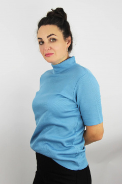 Демисезонный женский свитер вязаный короткий рукав Полесье С3742-24 4С0712-Д43 170,176 атолл - фото 2