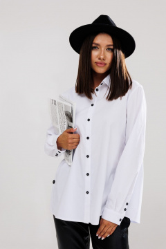 Белая рубашка блуза из хлопка с планками и планкой Ларс Стиль 966/1 белый - фото 1