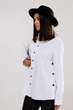 Белая рубашка блуза из хлопка с планками и планкой Ларс Стиль 966/1 белый - фото 2