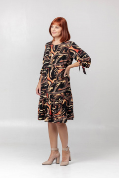 Летнее свободное платье с воланом и накладными плечевыми накладками Соджи 522 черный1 - фото 3