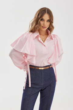 Хлопковая блузка с оборками и кулисами на талии Vesnaletto 3907-1 - фото 5