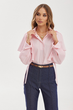 Хлопковая блузка с оборками и кулисами на талии Vesnaletto 3907-1 - фото 4