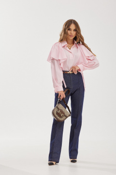 Хлопковая блузка с оборками и кулисами на талии Vesnaletto 3907-1 - фото 3