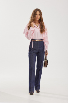 Хлопковая блузка с оборками и кулисами на талии Vesnaletto 3907-1 - фото 2