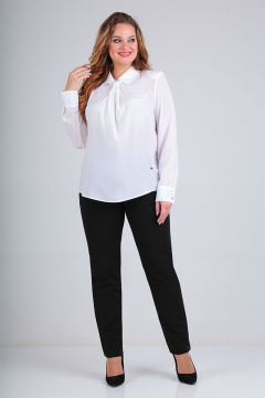 Элегантная блуза с драпировкой и имитированным галстуком Таир-Гранд 62197 белый - фото 1