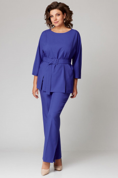 Деловой блейзер и широкие брюки из костюмной ткани Мишель стиль 1211 фиалка - фото 1