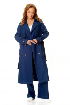 Тренч свободного покроя, хлопок с джинсом, демисезон VI ORO VR-1139 деним - фото 2