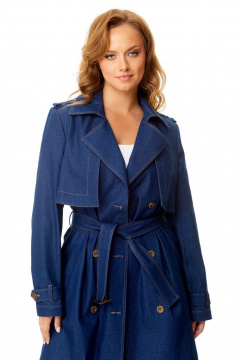 Тренч свободного покроя, хлопок с джинсом, демисезон VI ORO VR-1139 деним - фото 4