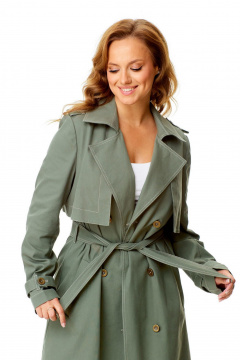 Тренч свободного кроя, хлопок с джинсом, демисезон VI ORO VR-1139 оливка - фото 5