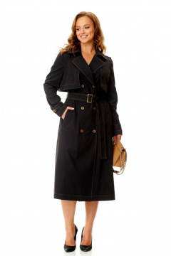 Тренч свободного кроя, хлопок с джинсом, демисезон VI ORO VR-1139 черный - фото 2