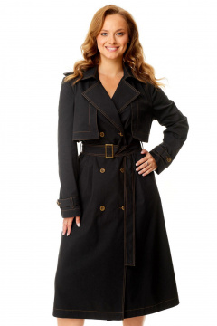 Тренч свободного кроя, хлопок с джинсом, демисезон VI ORO VR-1139 черный - фото 4