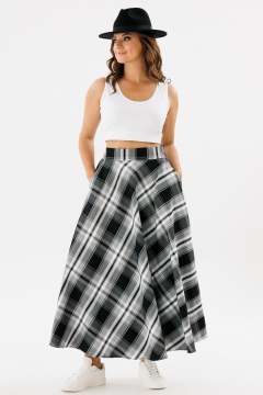 Юбка А-силуэт, длина миди, в клетку, широкая талиЯ Angelina & Сo 1124 - фото 5