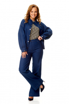 Костюм жакет, брюки и топ, на каждый день, джинс, демисезон VI ORO VR-1140-2 деним - фото 1