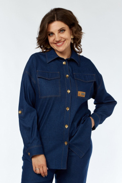 Стильный костюм блуза с накладными карманами и брюки VI ORO VR-1142 синий - фото 4