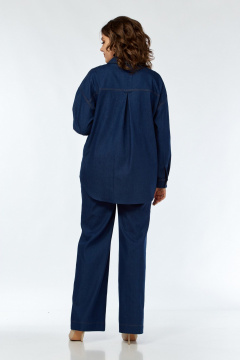 Стильный костюм блуза с накладными карманами и брюки VI ORO VR-1142 синий - фото 3