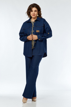 Костюм с блузой, брюками и топом на каждый день VI ORO VR-1142-2 синий - фото 1